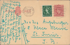 118427 1954 KGVI 2D POST OFFICE POST CARD/MIXED REIGNS.