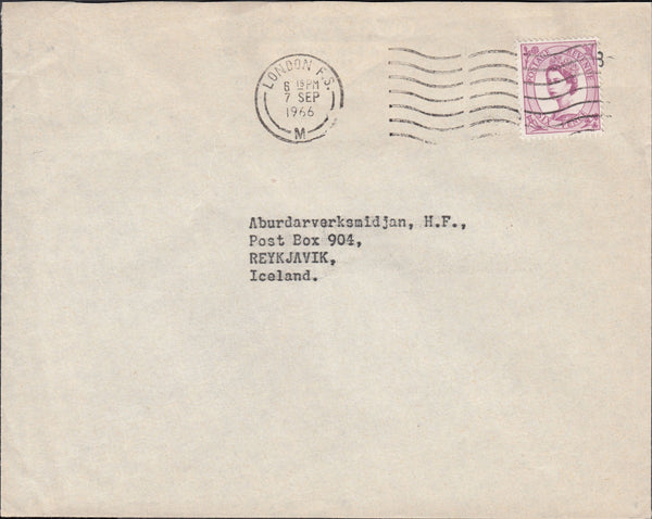 118447 1966 MAIL LONDON TO REYKJAVIK ICELAND.