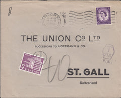 118449 1962 UNDERPAID MAIL LONDON TO ST. GALL SWITZERLAND.