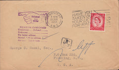 118461 1957 UNDELIVERED MAIL HAMPSTEAD TO USA.