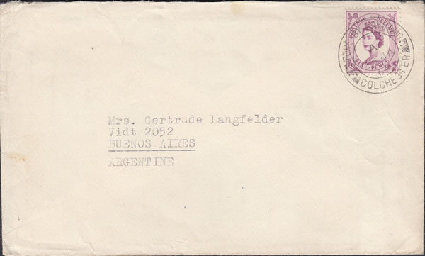 118478 1965 SURFACE MAIL COLCHESTER TO ARGENTINA.
