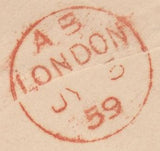 118509 1859 LONDON DATE STAMPS IN RED.
