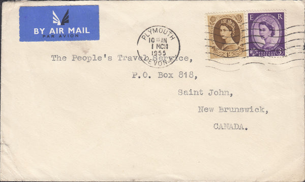 118631 1955 MAIL PLYMOUTH TO NEW BRUNSWICK.