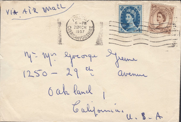 118643 1957 MAIL PWLLHELI TO USA/WILDINGS.