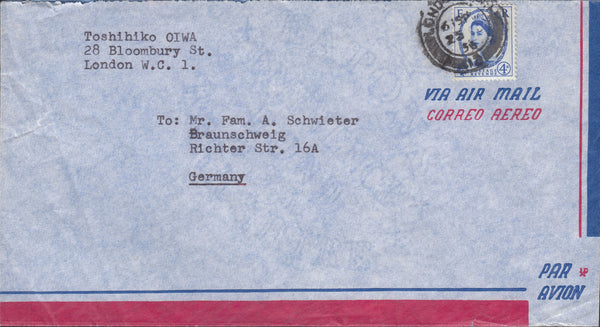 118647 1956 AIR MAIL LONDON TO GERMANY.
