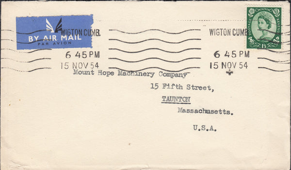 118661 1954 MAIL WIGTON (CUMB) TO USA.