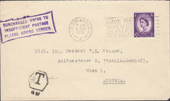 118702 1959 UNDERPAID MAIL BIRMINGHAM TO VIENNA.