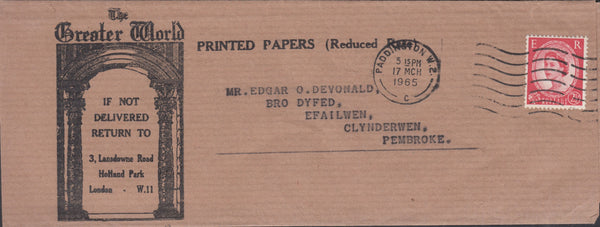 118710 1965 PRINTED MATTER PADDINGTON TO PEMBROKE.