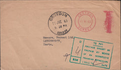 118763 1963 SURCHARGED MAIL DUE TO INCOMPLETE FRANKING IMPRESSION.