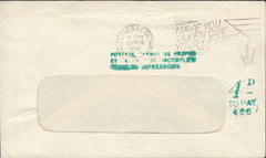 118771 1958 SURCHARGED MAIL DUE TO INCOMPLETE FRANKING IMPRESSION.