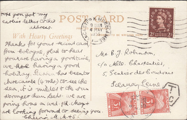118796 1956 UNDERPAID MAIL LANCASTER TO FRANCE.