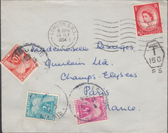 118798 1954 UNDERPAID MAIL LONDON TO PARIS.