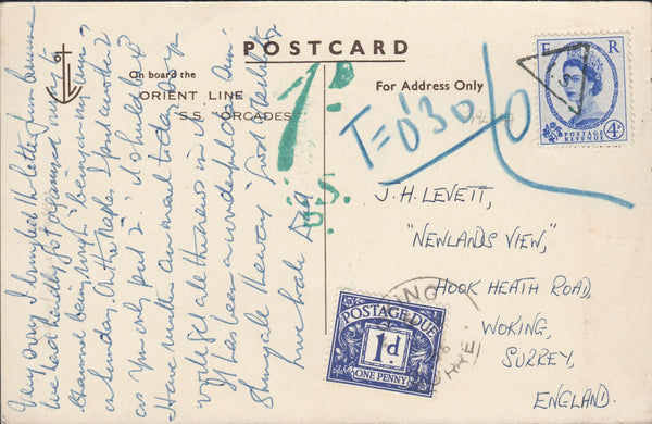 118826 1966 MAIL TO SURREY FROM OVERSEAS/4D WILDING NOT VALID FOR POSTAGE.