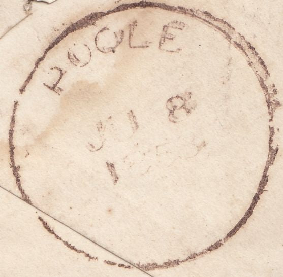 118955 1853 MAIL WIMBORNE LOCAL USAGE/'POOLE' SKELETON (33MM).