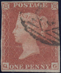 119113 1852-1854 1D PL.157 MATCHED PAIR 1D IMPERF (SG8) AND 1D PERF (SG17) LETTERED QG.