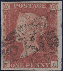 119114 1852-1854 1D PL.157 MATCHED TRIO 1D IMPERF (SG8) X 2 AND 1D PERF (SG17) LETTERED NL.
