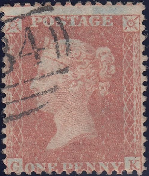 119349 1856-57 PL.27 MATCHED PAIR LETTERED CK ON BLUED PAPER (SG29) AND WHITE PAPER (SG40).