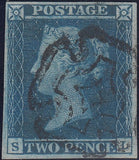 119374 1841 2D BLUE PL.3 (SG14)(SL) CANCELLED YORK DISTINCTIVE MALTESE CROSS (SPEC E1ui).