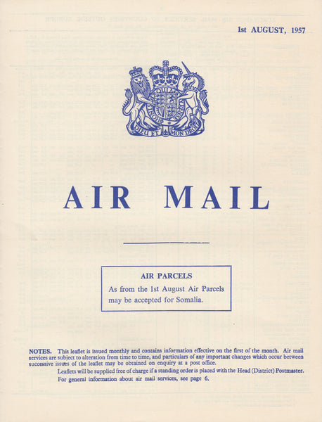 119406 1957 'AIR MAIL' G.P.O. PAMPHLET.