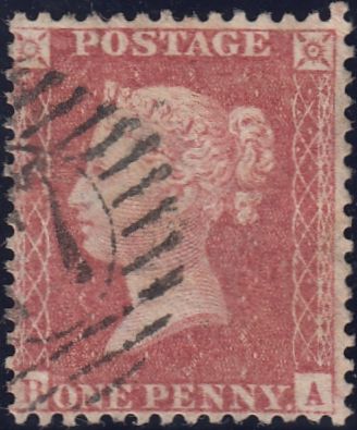 119506 1856-7 1D PL.27 MATCHED PAIR LETTERED BA ON BLUED PAPER (SG29) AND WHITE PAPER (SG40).