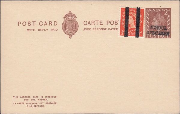 119540 1954 2D RED-BROWN REPLY PAID POST CARD/POST OFFICE TRAINING.