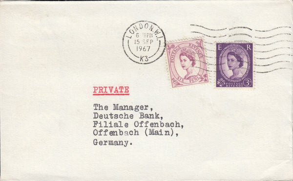 119550 1967 MAIL LONDON TO GERMANY.