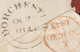 119595 1843 DORCHESTER MALTESE CROSS ON ENVELOPE TO HARROW/'N.L' HAND STAMP OF UNKNOWN ORIGIN.