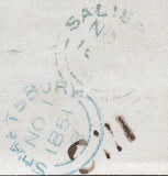119654 1851 '87' NUMERAL OF BLANDFORD IN BLUE ON COVER/SHAFTESBURY PENNY POST.
