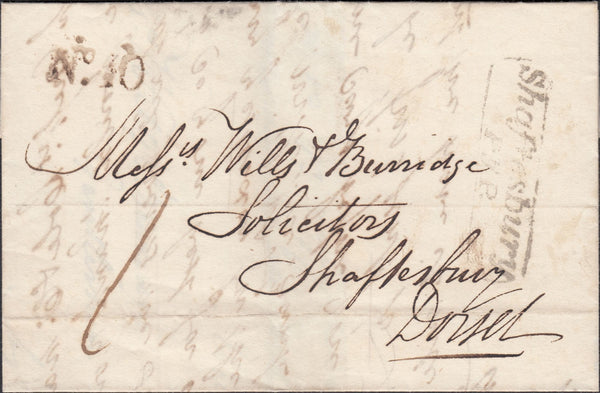 119656 1837 DORSET/'SHAFTESBURY PENNY POST' HAND STAMP (DT461).