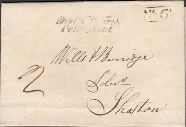 119660 1833 DORSET/'SHAFTESBURY PENNY POST' HAND STAMP (DT458).