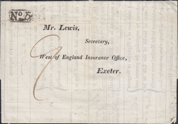 119664 1831 'WEST OF ENGLAND INSURANCE COMPANY' HEALTH QUESTIONNAIRE DORCHESTER TO EXETER.