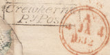 119674 1832 MAIL DORSET TO HATTON GARDEN LONDON/'BEAMINSTER' HAND STAMP (DT10)/'CREWKERNE PENNY POST' HAND STAMP (SO411).