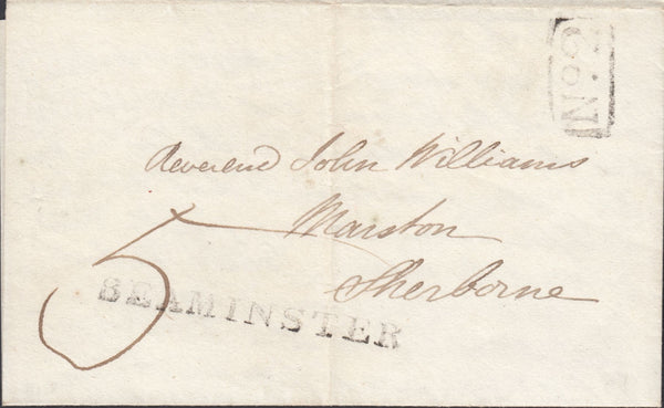 119677 1827 MAIL BEAMINSTER TO SHERBORNE/'CREWKERNE PENNY POST' HAND STAMP (SO411).