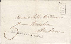 119677 1827 MAIL BEAMINSTER TO SHERBORNE/'CREWKERNE PENNY POST' HAND STAMP (SO411).