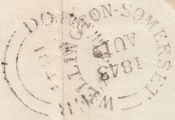 119684 1843 MAIL CHARMINSTER TO WELLINGTON SOMERSET/DORCHESTER PENNY POST.