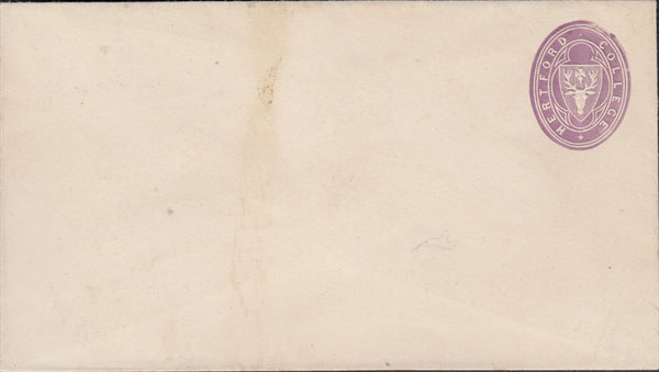 119774 1876 HERTFORD COLLEGE OXFORD ½D MAUVE ENVELOPE (108 X 60MM).