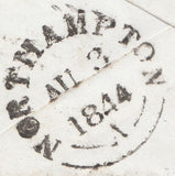 119800 1844 MAIL NORTHAMPTON TO POOLE REDIRECTED TO WIMBORNE/'PARKSTONE PENNY POST' HAND STAMP (DT347).