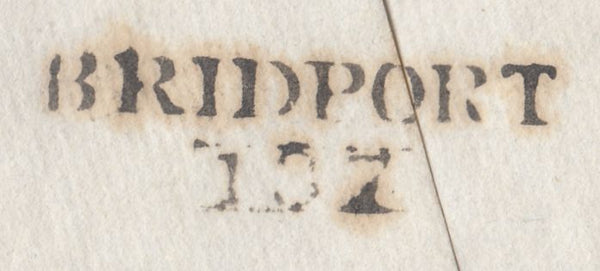 119819 DORSET/'BRIDPORT 137' MILEAGE MARK ON COVER (USED 1824-1829).