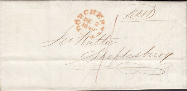 119837 1840 'DORCHESTER' TOWN DATE STAMP (23MM) ON MAIL TO SHAFTESBURY.