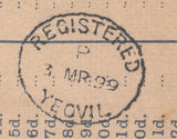 119846 1899 REGISTERED MAIL CASTLETOWN/PORTLAND (DORSET) TO PLYMOUTH.