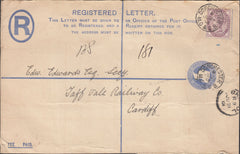 119860 1901 REGISTERED ENVELOPE DORCHESTER TO CARDIFF/'DORCHESTER M.O AND S.B.' DATE STAMP.