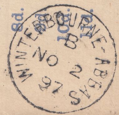 119874 1897 REGISTERED MAIL DORCHESTER TO LONDON/'WINTERBOURNE-ABBAS' DATE STAMP.