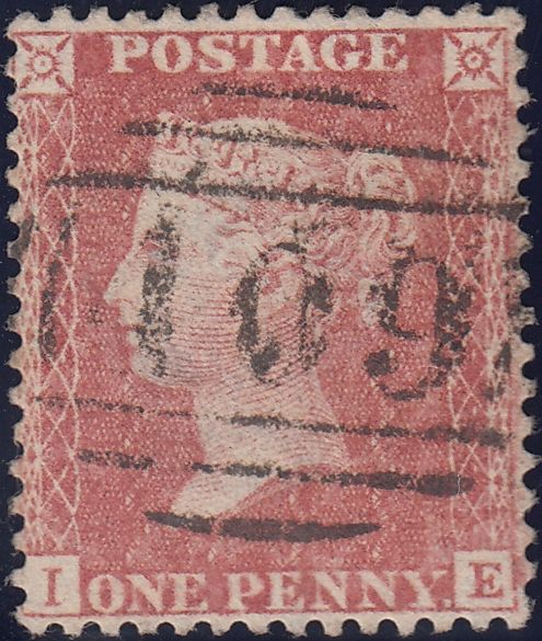119913 1857 DIE 2 1D PL.27 (SG40)(IE) WITH VERY UNUSUAL OVER-INKING FLAW, WITH NORMAL PRINTING.