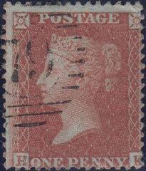 119931 1856-57 DIE 2 1D PL.27 MATCHED PAIR LETTERED HK ON BLUED PAPER (SG29) AND WHITE PAPER (SG40).