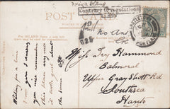 119950 1906 MAIL PORTLAND TO SOUTHSEA/INVALID STAMP.