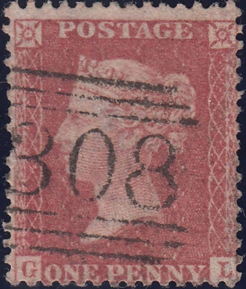 119967 1856-57 DIE 2 1D PL.27 MATCHED PAIR LETTERED GL BLUED PAPER (SG29) AND WHITE PAPER (SG40).