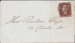 120010 1841 1D RED PL.5 (SG7)(KG) ON COVER USED LOCALLY IN EDINBURGH.