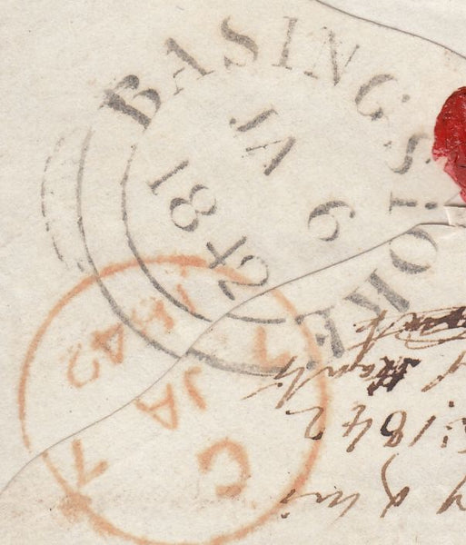 120035 1842 BASINGSTOKE MALTESE CROSS ON ENVELOPE TO WELWYN, HERTS.