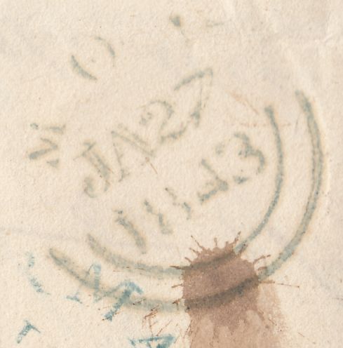 120036 1843 NON DISTINCTIVE BELFAST MALTESE CROSS ON COVER TO MOY.