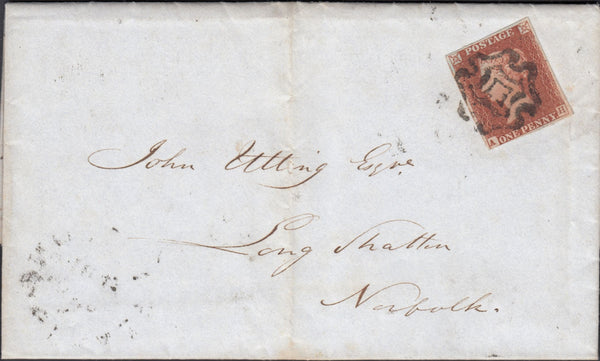 120071 1843 NORWICH DISTINCTIVE MALTESE CROSS ON COVER TO LONG STRATTON.